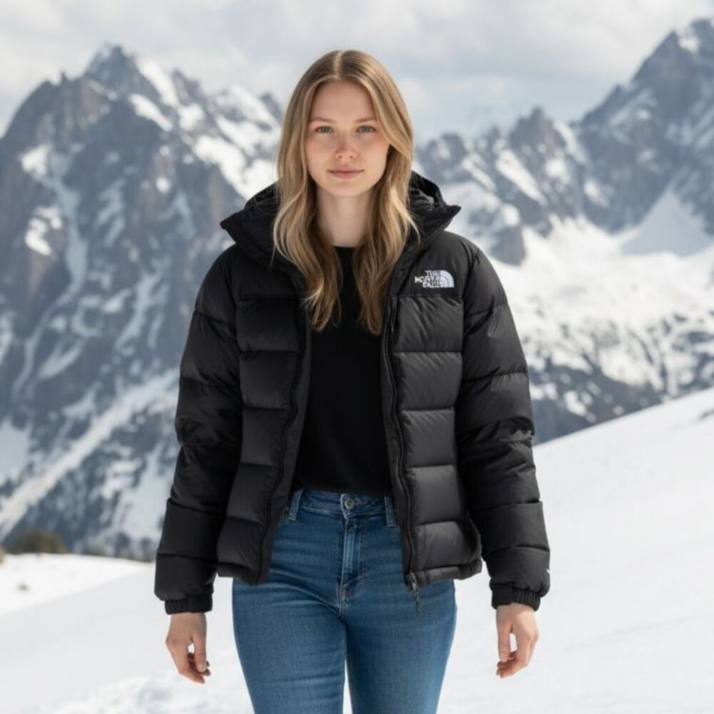 The North Face Baltic Down Puffer Hoodie Women Large Black NWT $285